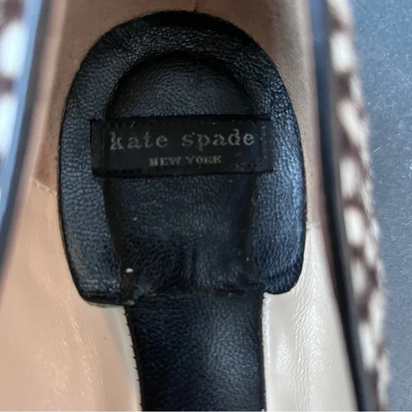 Kate Spade ♠️ Mary Jane, kitten heels, brown/cream cheetah print, leather, 9 - Picture 9 of 10